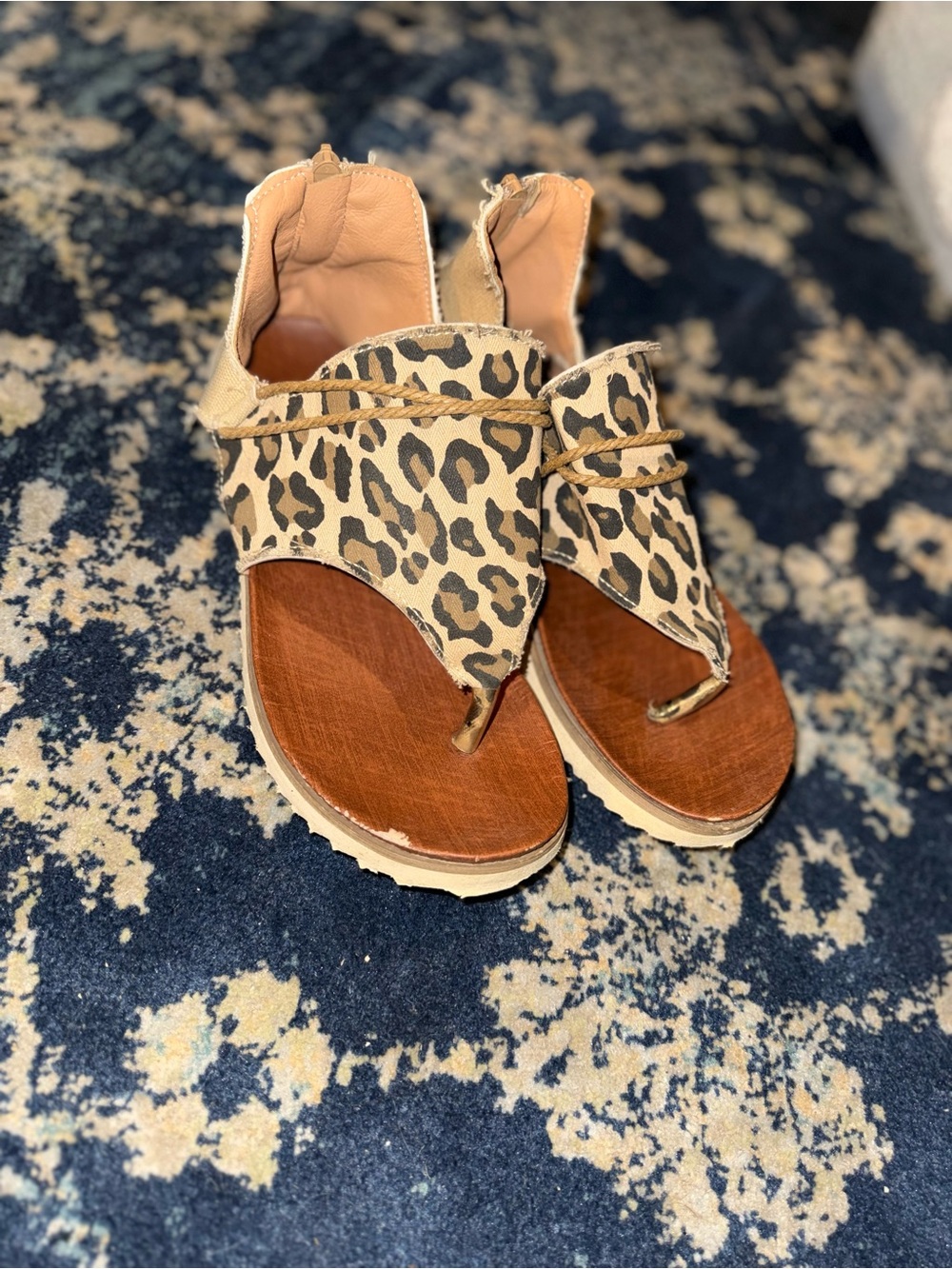 Leopard Print Women’s Thong Sandals - Tan